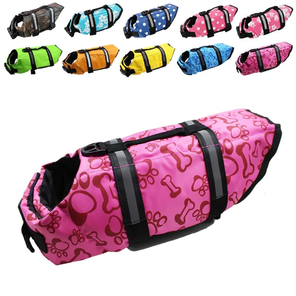 SNIK-S Dog Life Jacket for Swimming Safety with Reflective Stripes, Large Yellow, 13.8" Body Length (35 cm), 19.7-29.5" Chest Girth (50-75 cm) — Pink / Medium