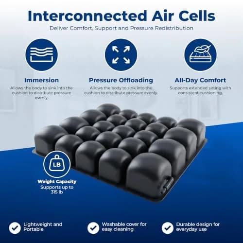 Roho Mosaic Wheelchair Air Cushion 51cm x 46cm (20" x 18") | Pressure Relief for All-Day Comfort thumbnail 3