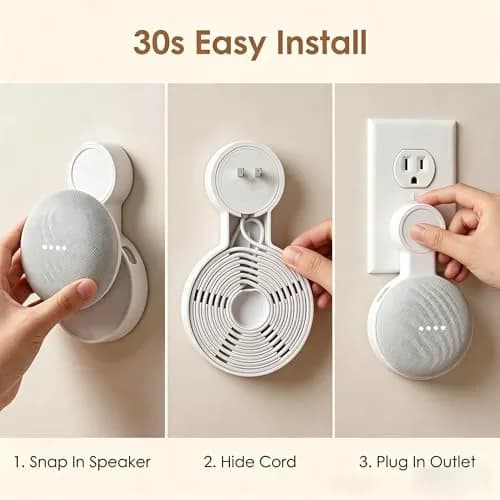 AMORTEK Wall Mount for Google Nest Mini & Home Mini, Cord Management, 1 Pack thumbnail 5