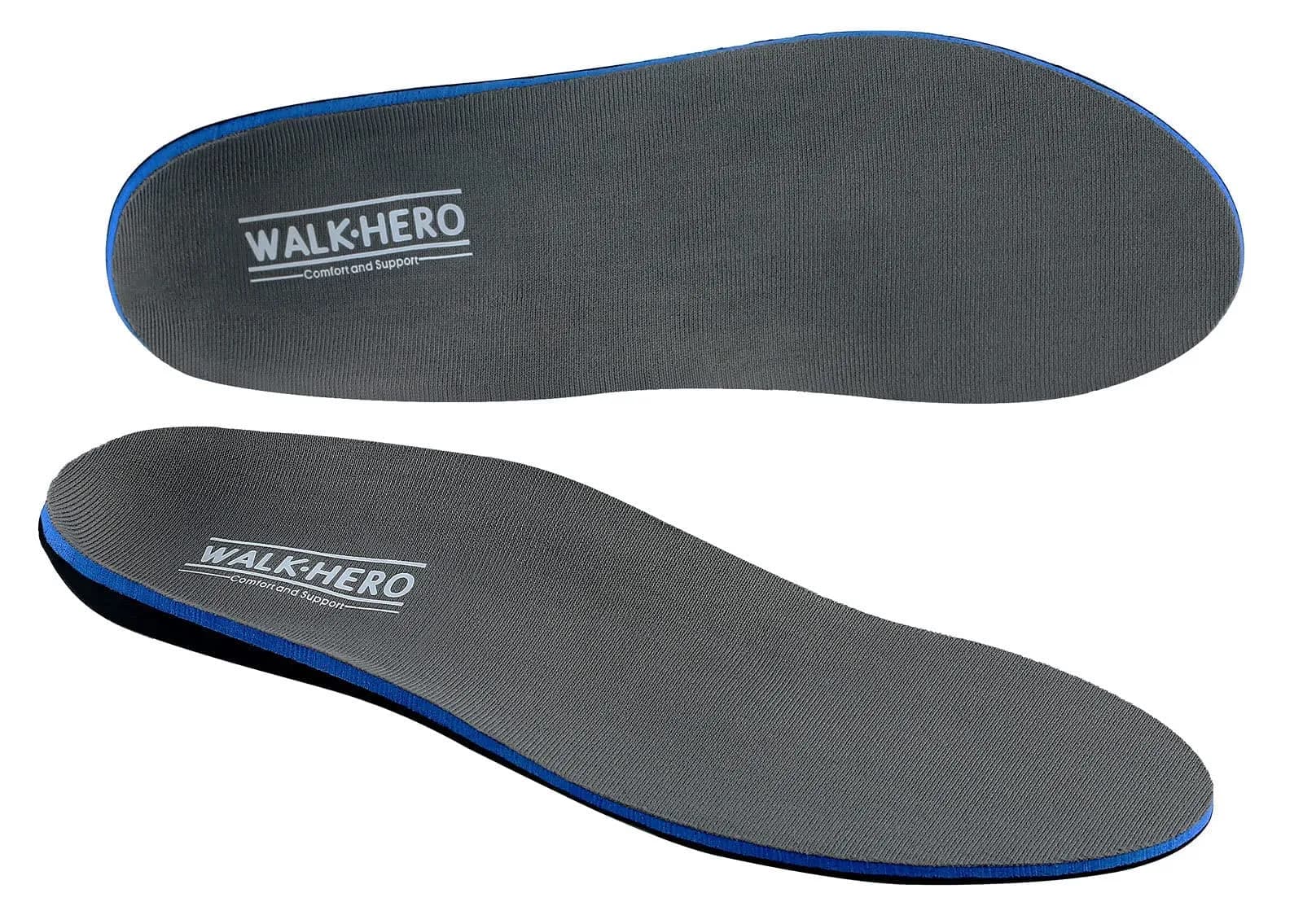 WALK·HERO Arch Support Inserts for Women Men, Relieve Plantar Fasciitis, Gray, 1 Pair | High Arch Orthotics — Gray / Mens 15 - 15 1/2