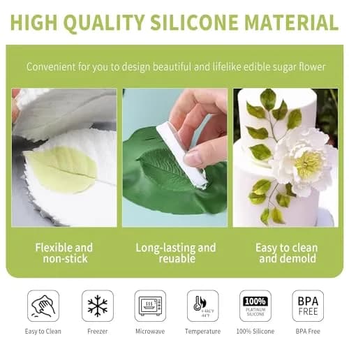 KALAIEN Leaf Petal Veiner Gum Paste Mold 2.5" | Food-Grade Silicone for Cake & Chocolate Decor thumbnail 3