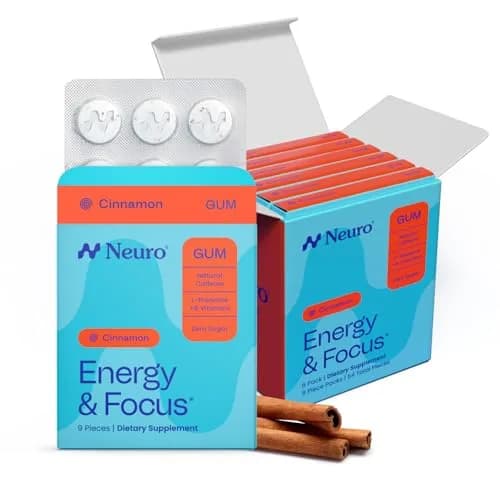 Neuro Energy & Focus Gum, Cinnamon Flavor, 54 Count | Nootropic Supplement with Natural Caffeine & L-Theanine thumbnail 1