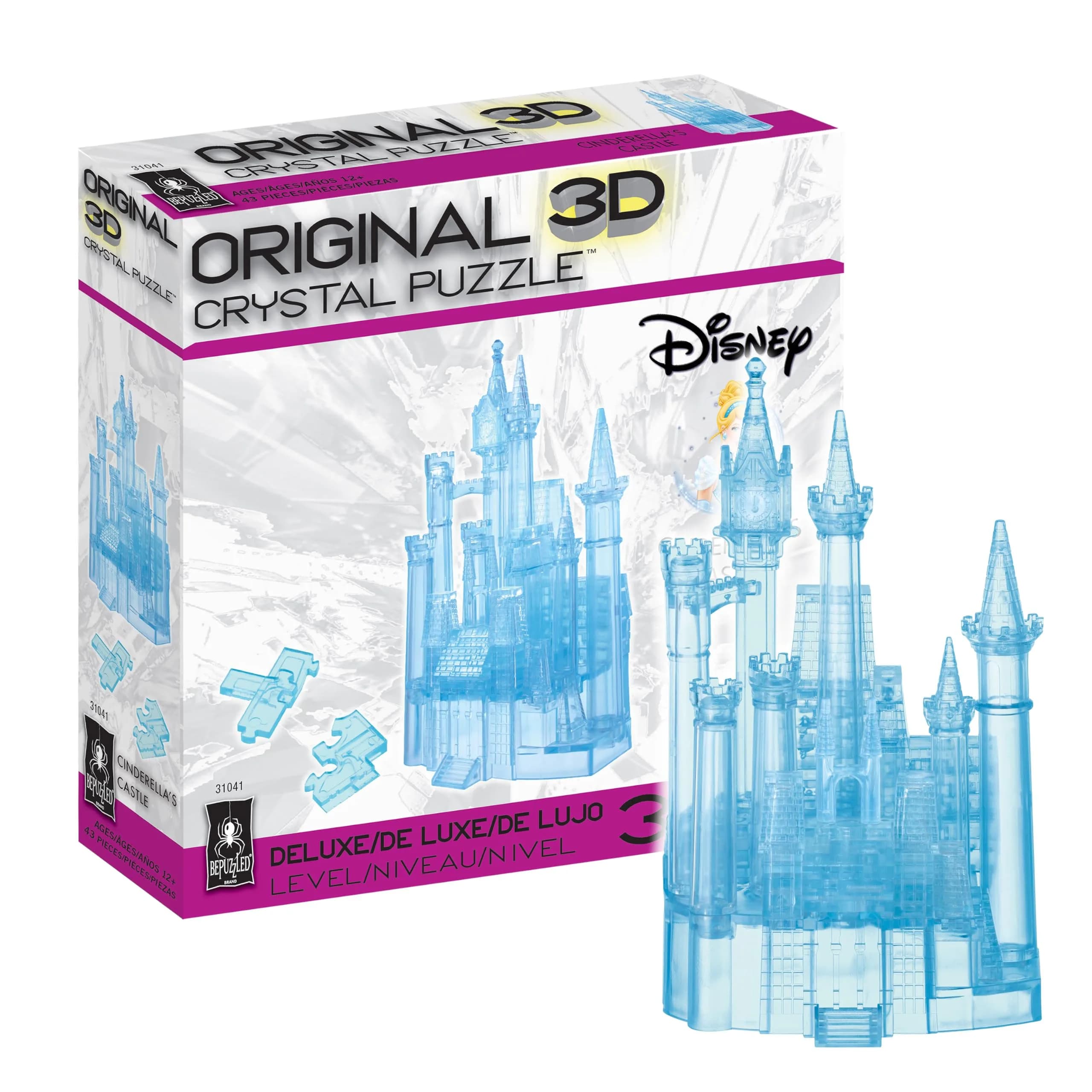 Bepuzzled Disney Cinderella Castle Crystal 3D Puzzle Deluxe, 71-Piece, Ages 12+ | Translucent Crystal Build - main product image