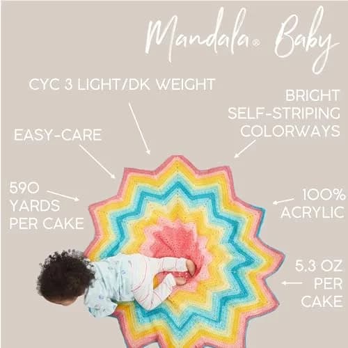 Lion Brand Yarn Mandala Baby Yarn Magic Moon 5.3 oz (150 g) | CYC #3 Light Acrylic Skein thumbnail 3