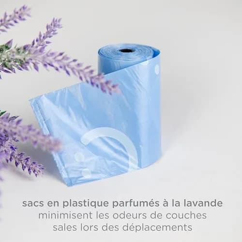 Ubbi Retractable Diaper Bag Dispenser with Lavender Bags | Gray, 1 Dispenser + 24 Bags thumbnail 7