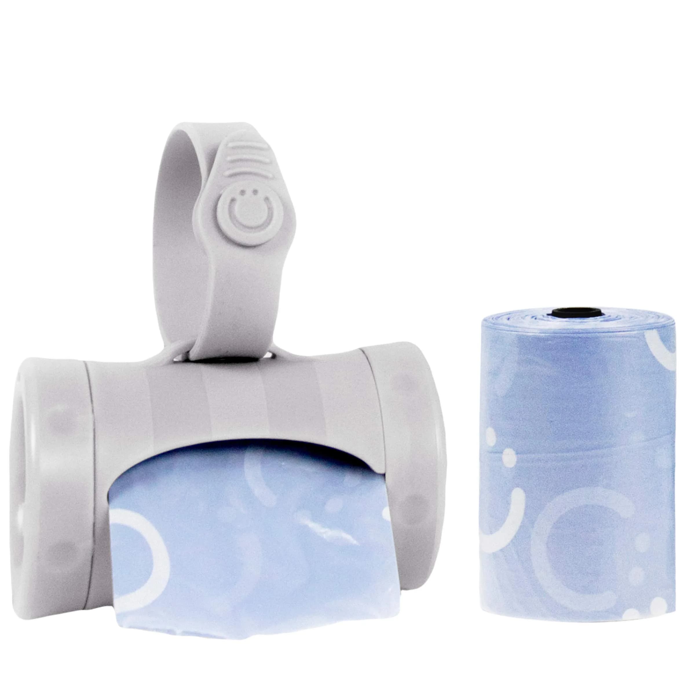Ubbi Retractable Diaper Bag Dispenser with Lavender Bags | Gray, 1 Dispenser + 24 Bags - main product image