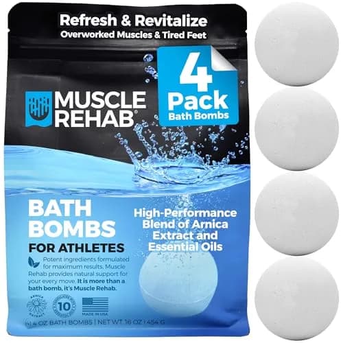 Muscle Rehab Epsom Salt Bath Bombs - Magnesium Recovery Soak 4 Pack | Post-Workout Muscle Relief thumbnail 1