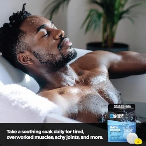 Muscle Rehab Epsom Salt Bath Bombs - Magnesium Recovery Soak 4 Pack | Post-Workout Muscle Relief thumbnail 6