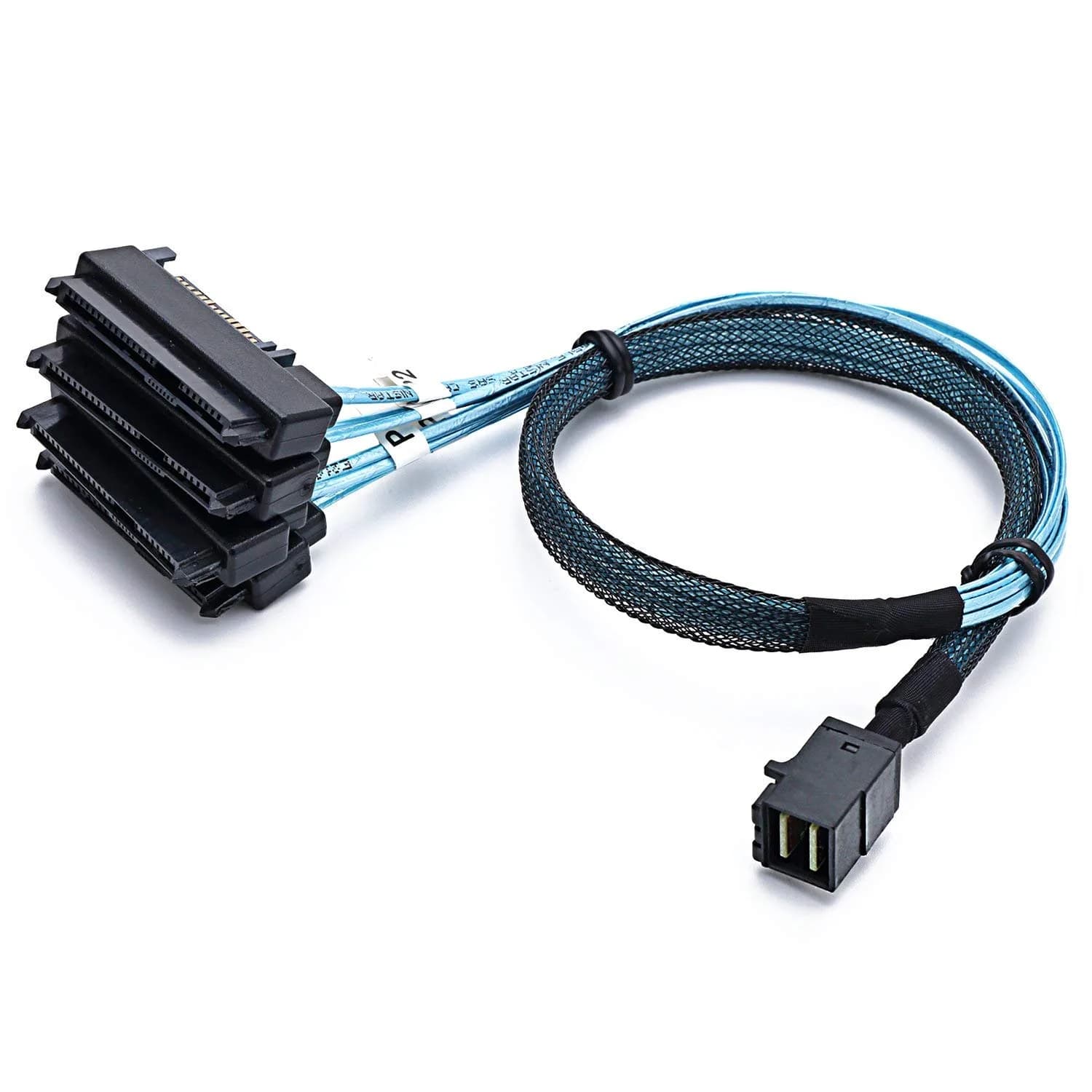 CABLEDECONN SFF-8643 Mini SAS HD to (4) 29pin SFF-8482 Connectors 1M | Internal Data Cable for SAS & SATA Disks - main product image
