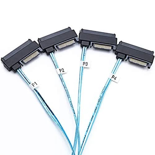 CABLEDECONN SFF-8643 Mini SAS HD to (4) 29pin SFF-8482 Connectors 1M | Internal Data Cable for SAS & SATA Disks thumbnail 3