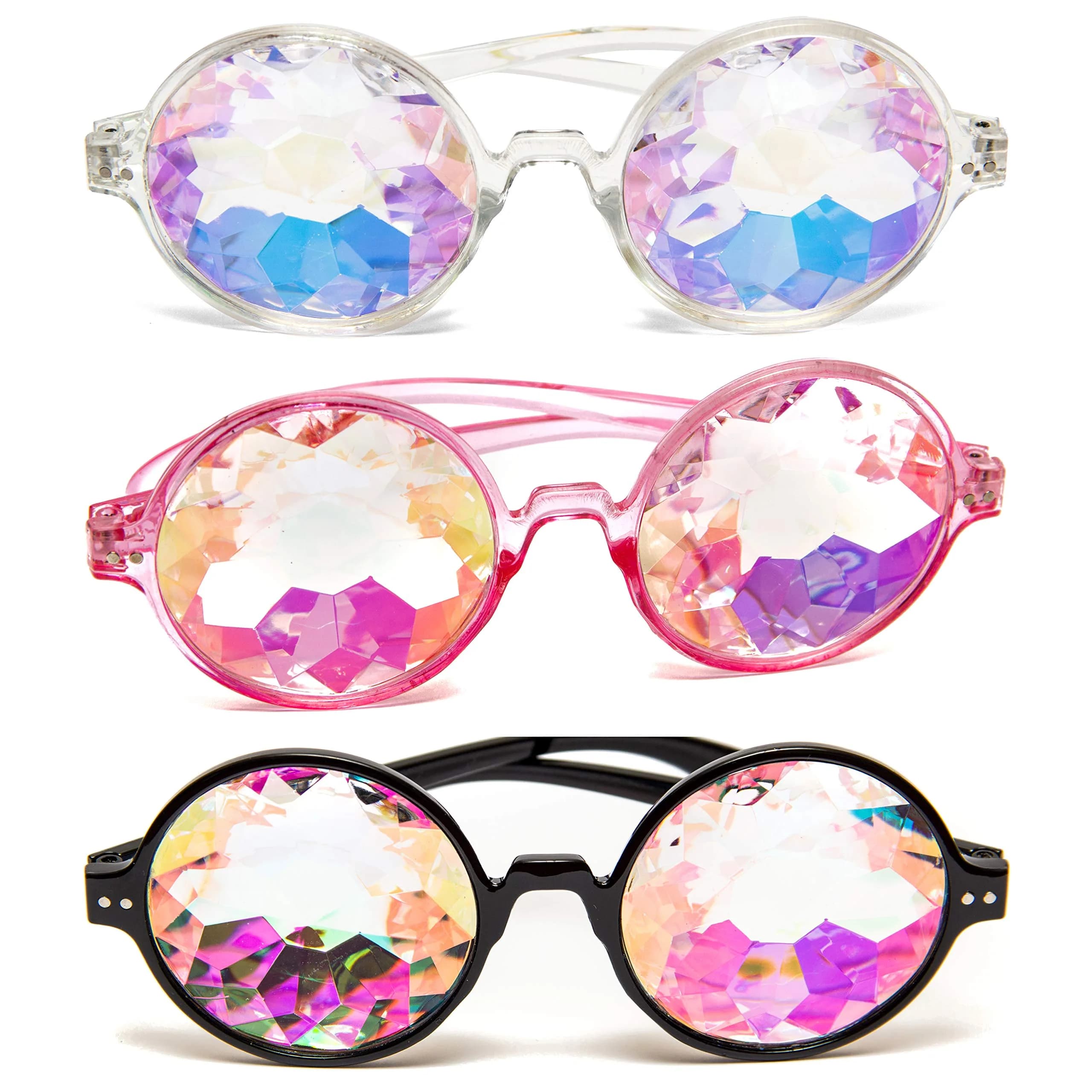 SoJourner Kaleidoscope Glasses Trippy Psychedelic Prism Glasses 3 Pack | Festival Rave Eyewear - main product image