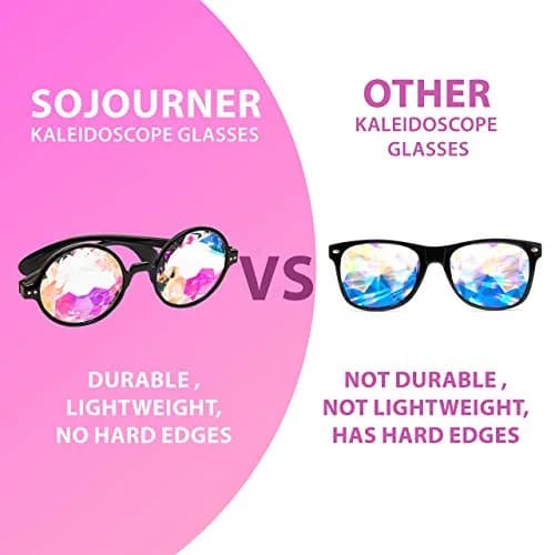 SoJourner Kaleidoscope Glasses Trippy Psychedelic Prism Glasses 3 Pack | Festival Rave Eyewear thumbnail 3