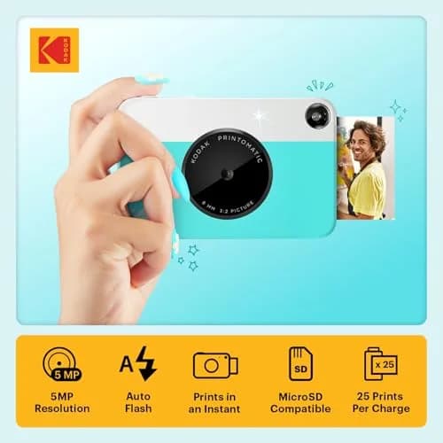 KODAK Printomatic Digital Camera 5MP | Portable Instant Print with Sticky-Back Photos thumbnail 2
