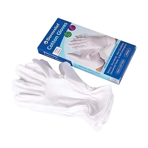 Dermrelief Organic Cotton Gloves for Dry Hands, Eczema & Psoriasis Relief (Large, 3 Pairs, White) | Moisturizing Gloves for Overnight Use thumbnail 2