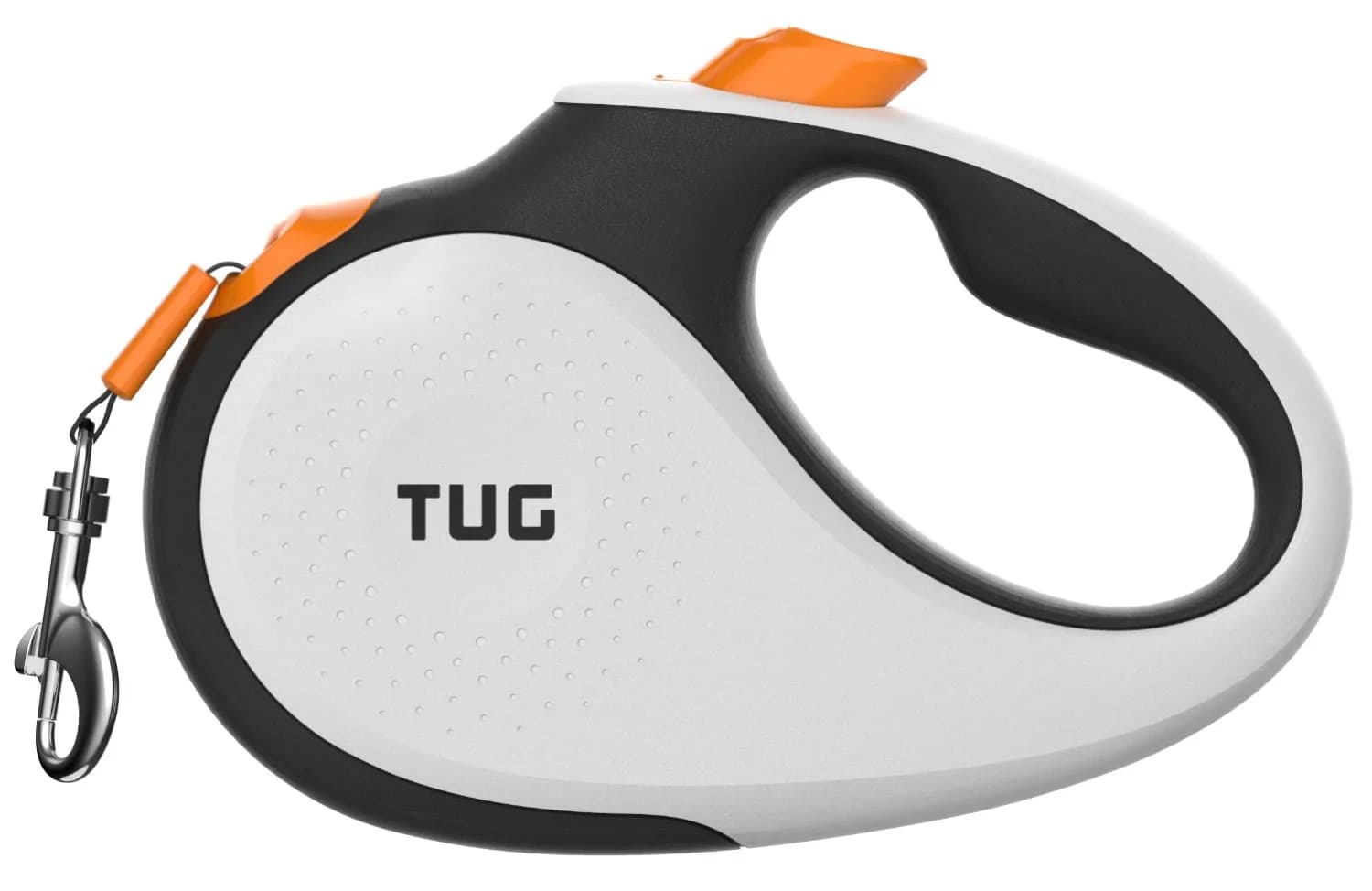 TUG Original Retractable Dog Leash, 5m (16 ft) Medium White | Tangle-Free 360° Retraction for Dogs Under 55 lbs — White/Orange / Medium