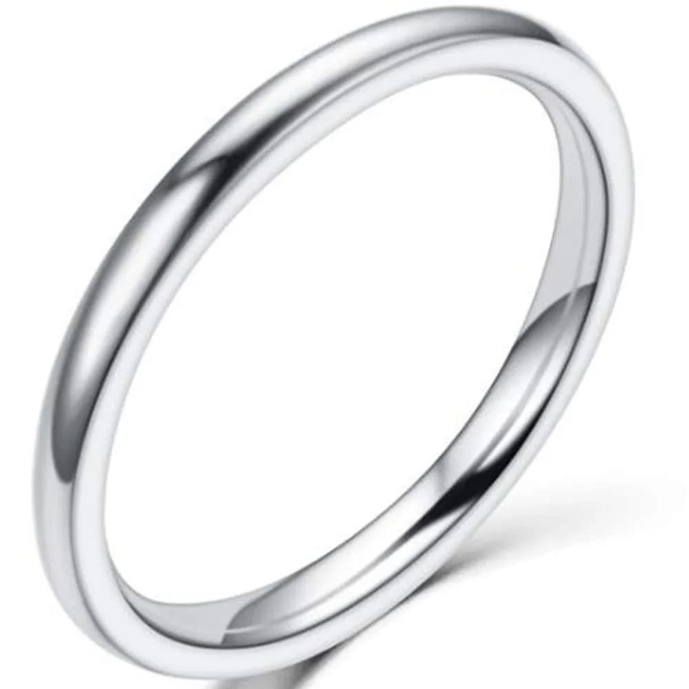 JUDE 1.5mm Stainless Steel Wedding Ring Rose Gold | Classic Stackable Band for Women — Silver