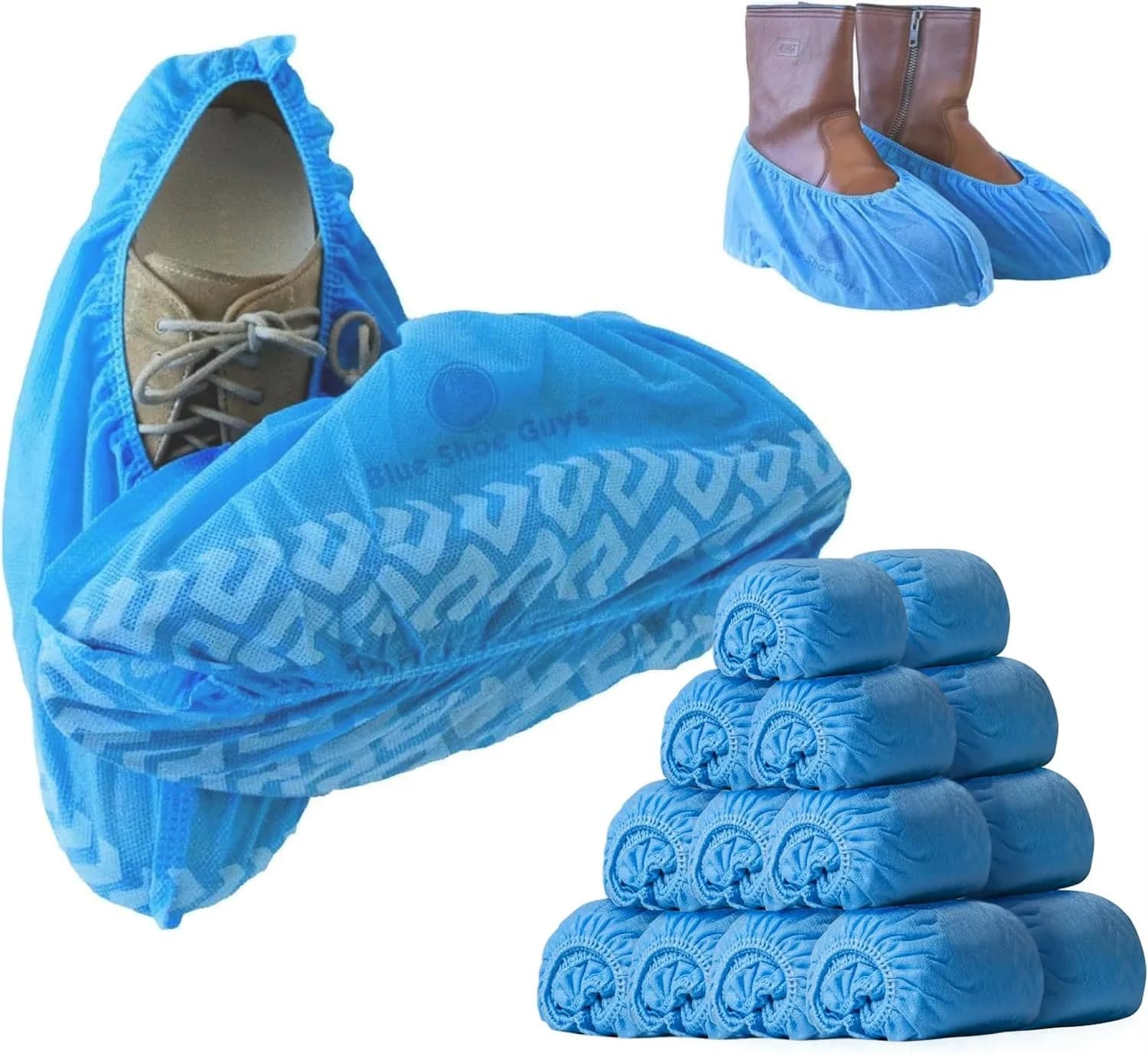 Blue Shoe Guys Premium Disposable Boot & Shoe Covers 200 Pack | Durable, Non-Slip, Water Resistant, Recyclable for Indoor & Outdoor Use
