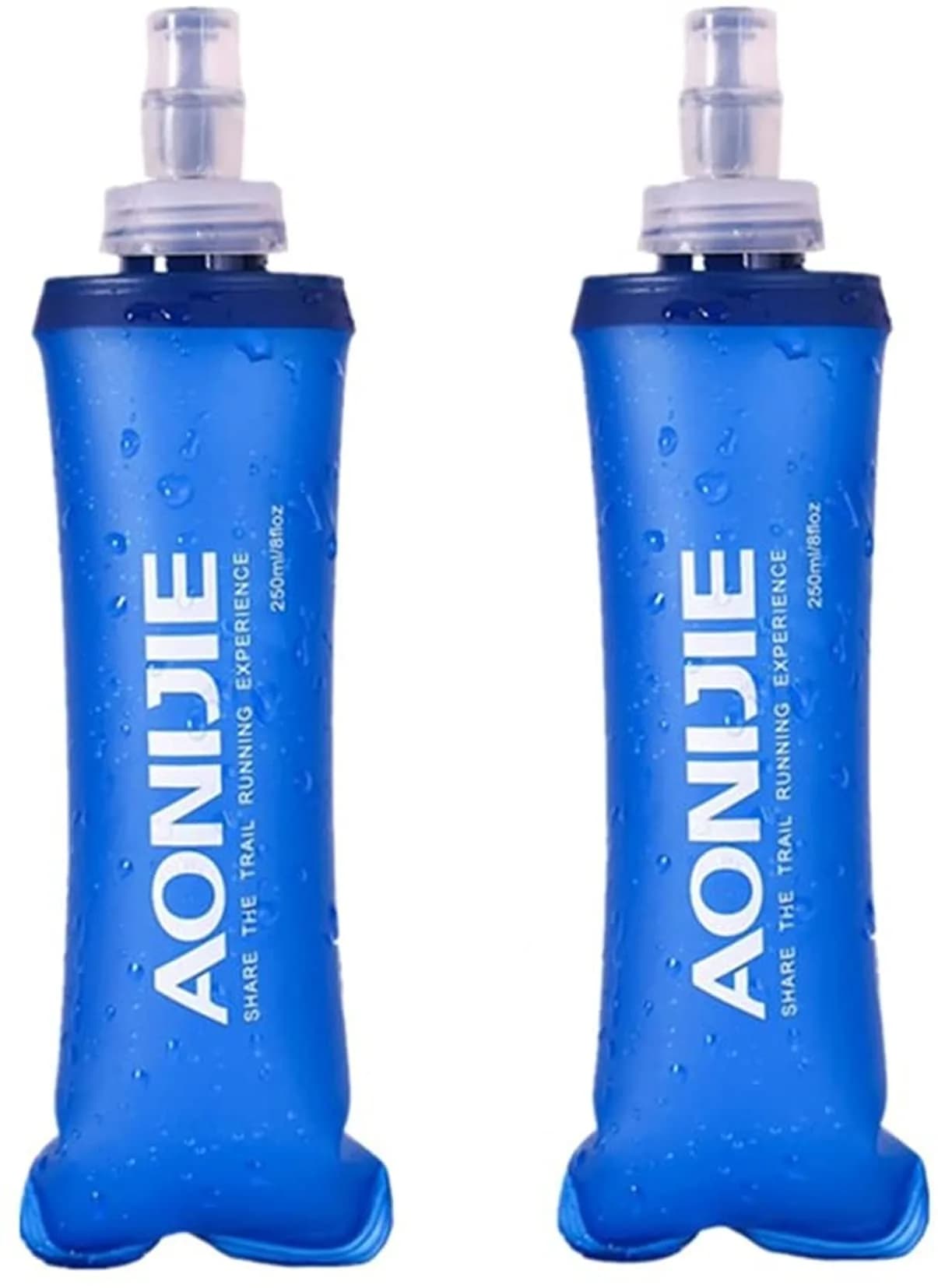 AONIJIE Foldable Soft Flask Water Bottle 250mL (8.45 Fl Oz) 2-Pack | Lightweight & Collapsible for Running & Hiking