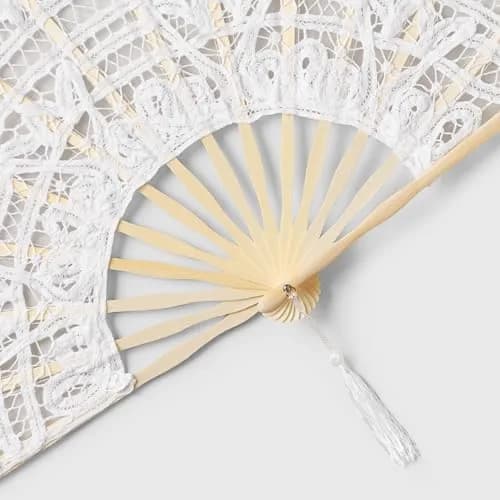 BABEYOND Cotton Lace Folding Hand Fan, Bamboo Wedding Dance Party Decor | Elegant, Handcrafted, Lightweight thumbnail 5