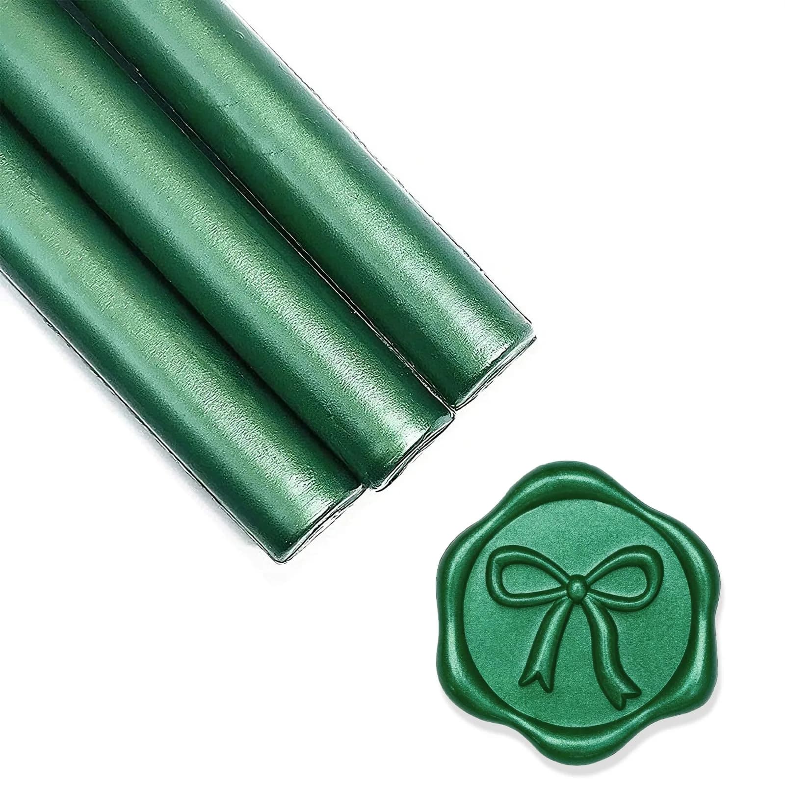 UNIQOOO Botanical Green Metallic Sealing Wax Sticks for Glue Gun, Pack of 8 | Low-Temp Compatible, Flexible & Mailable