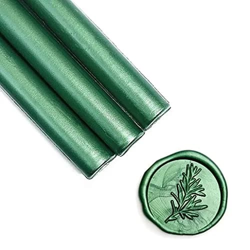 UNIQOOO Botanical Green Metallic Sealing Wax Sticks for Glue Gun, Pack of 8 | Low-Temp Compatible, Flexible & Mailable thumbnail 7