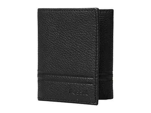 Fossil Men's Wilder Leather Trifold Wallet with ID Window, Black | Classic Men's Accessory thumbnail 1