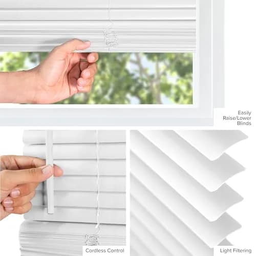 CHICOLOGY Cordless White Vinyl Mini Blinds 88cm (35"W) x 162cm (64"H) | Easy Install for Indoor Windows thumbnail 6