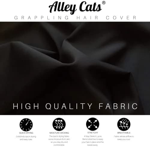 Alley Cats Wrestling Hair Cap Cover with Chin Strap, Black, One Size Fits Most | NFHS Compliant thumbnail 6