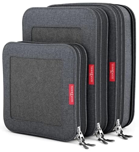 LeanTravel Premium Compression Packing Cubes 3-Pack (42.8cm H x 34.5cm W x 5cm L) | Maximize Luggage Space thumbnail 1