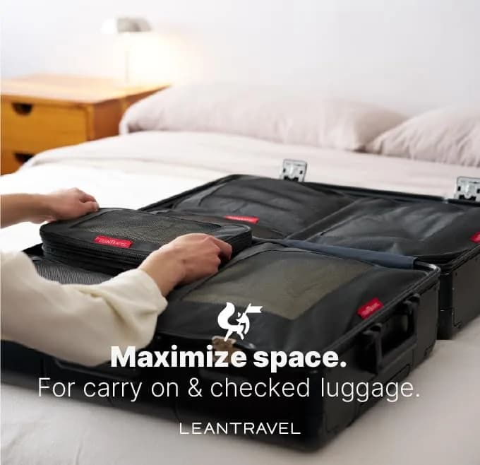 LeanTravel Premium Compression Packing Cubes 3-Pack (42.8cm H x 34.5cm W x 5cm L) | Maximize Luggage Space thumbnail 7