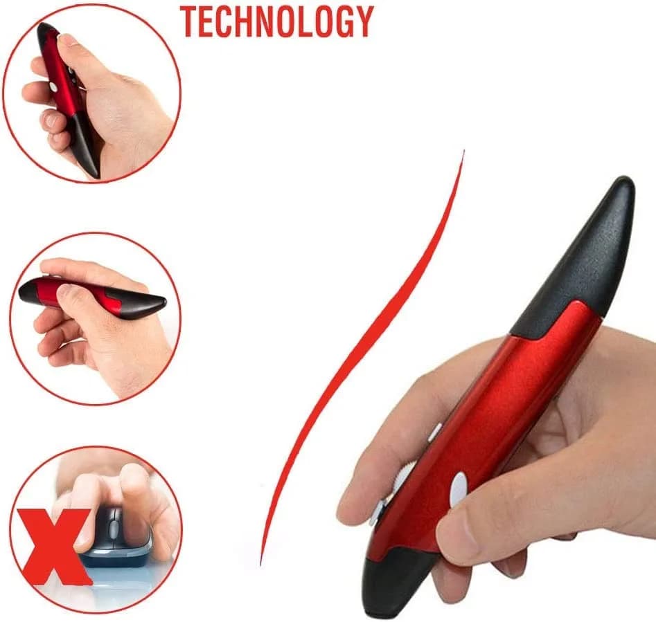 lychee Wireless Optical Pocket Pen Mouse Red | 800/1200/1600 DPI Adjustable Handwriting Mini Mice thumbnail 7