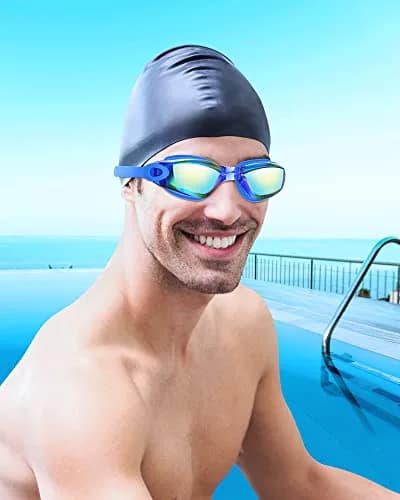 Aegend Swim Goggles 2 Pack UV Protection Adjustable No Leaking Adult Men Women Youth, Bright Blue & Aqua | Anti-Fog & UV400 thumbnail 7