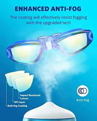 Aegend Swim Goggles 2 Pack UV Protection Adjustable No Leaking Adult Men Women Youth, Bright Blue & Aqua | Anti-Fog & UV400 thumbnail 3