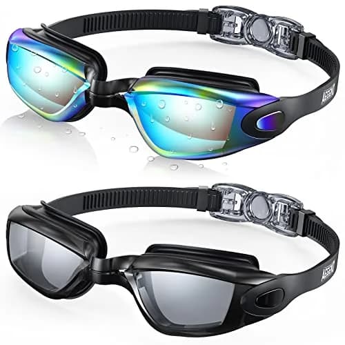 Aegend Swim Goggles 2 Pack No Leaking Adult Men Women Youth UV Protection Anti Fog Aqua & Clear Black | Clear Safety Glasses thumbnail 1