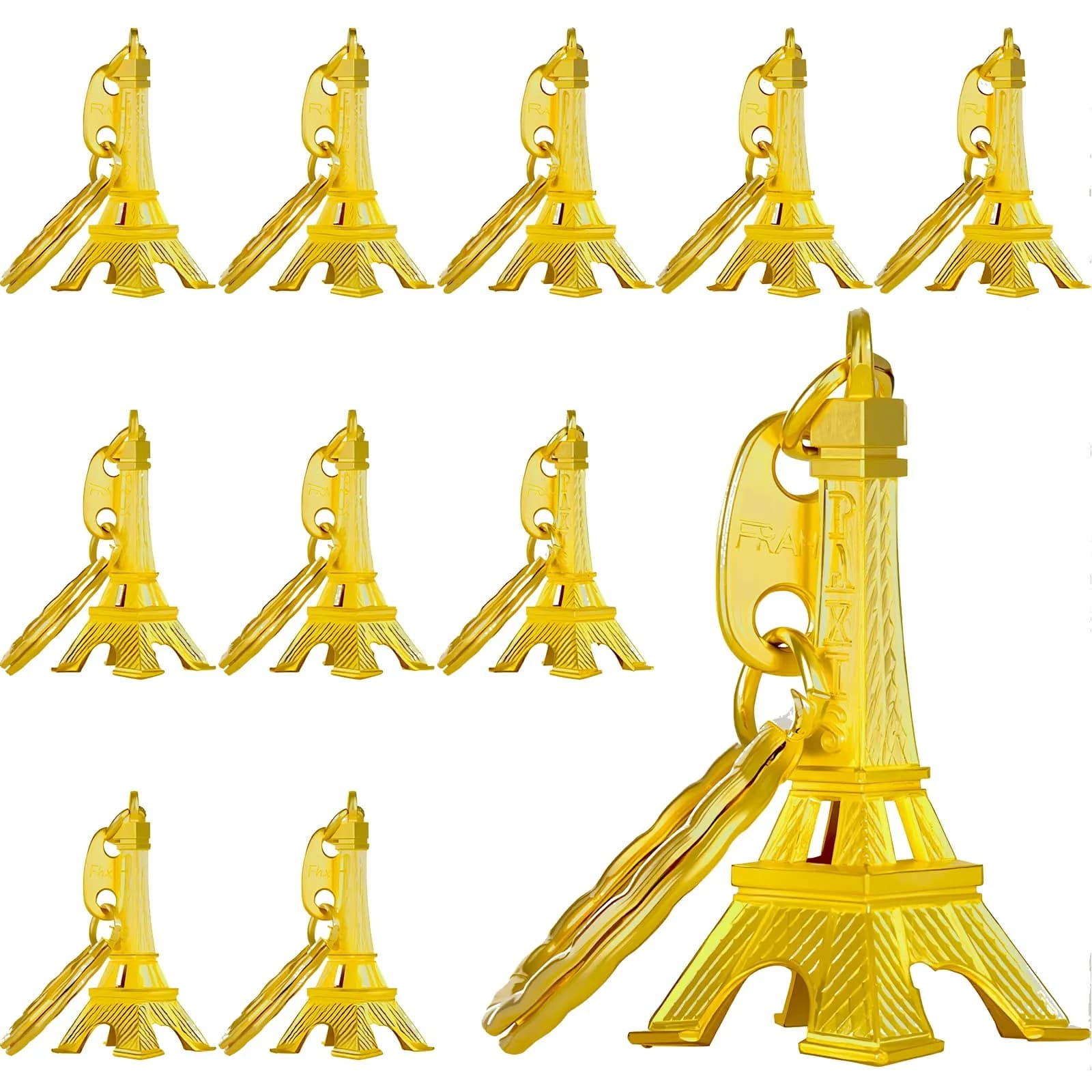 Outus 15 Pieces Eiffel Tower Keyring Retro Souvenirs Keychains Gold | Exquisite Alloy Design for Keys & Gifts — Gold
