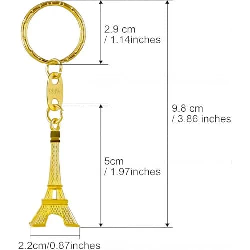 Outus 15 Pieces Eiffel Tower Keyring Retro Souvenirs Keychains Gold | Exquisite Alloy Design for Keys & Gifts thumbnail 2