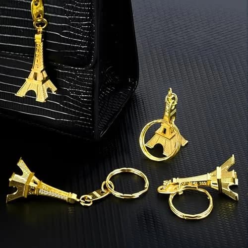 Outus 15 Pieces Eiffel Tower Keyring Retro Souvenirs Keychains Gold | Exquisite Alloy Design for Keys & Gifts thumbnail 3