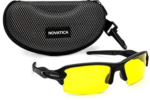 NOVATICA Night Driving Glasses For Men & Women - Anti Glare - Night Vision - Semi Polarized Yellow TAC Lens - UV Protection thumbnail 1