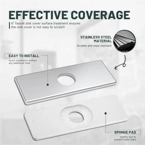 Greenspring 6 Inch Faucet Deck Plate, Sink Hole Cover, 1 or 3 Hole | Chrome Stainless Steel thumbnail 3