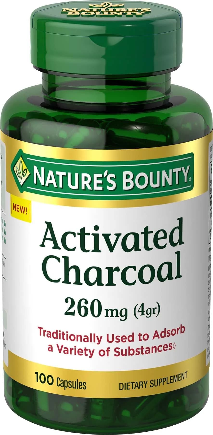 Nature's Bounty Activated Charcoal 260 mg | Detox & Toxin Adsorption Support - main product image