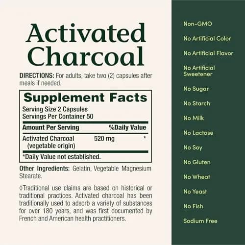 Nature's Bounty Activated Charcoal 260 mg | Detox & Toxin Adsorption Support thumbnail 5