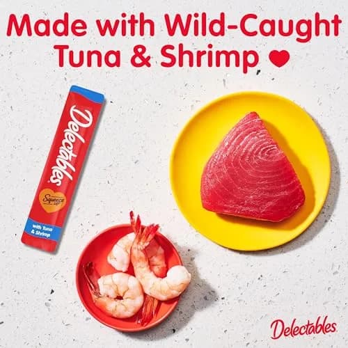 Delectables Squeeze Up Tuna & Shrimp Cat Treats 16 oz (32 Tubes) | Interactive Lickable Puree for Cats thumbnail 2