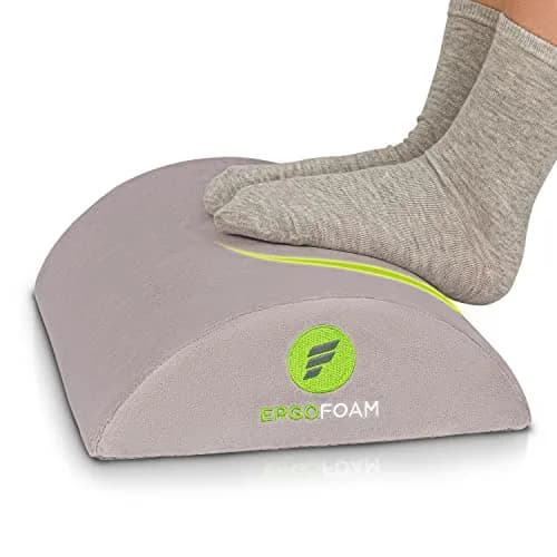 ErgoFoam Ergonomic Under Desk Foot Rest - Premium Velvet Soft Foam Footrest | Rocker (Grey) thumbnail 1