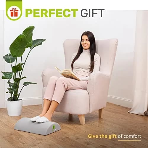 ErgoFoam Ergonomic Under Desk Foot Rest - Premium Velvet Soft Foam Footrest | Rocker (Grey) thumbnail 7
