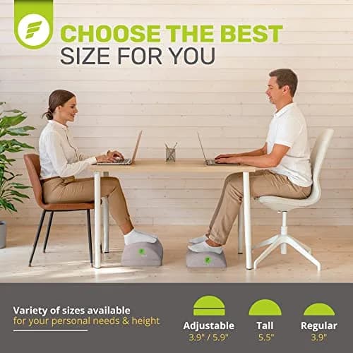 ErgoFoam Ergonomic Under Desk Foot Rest - Premium Velvet Soft Foam Footrest | Rocker (Grey) thumbnail 3