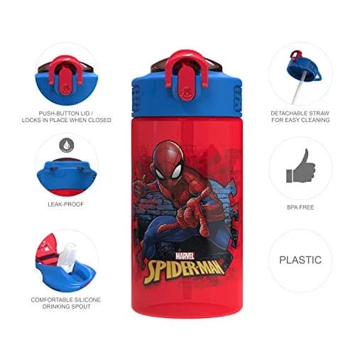 Zak Designs Marvel Spider-Man Kids Water Bottle 492ml (16 oz) | Leak-Proof & BPA-Free for Daily Hydration thumbnail 2