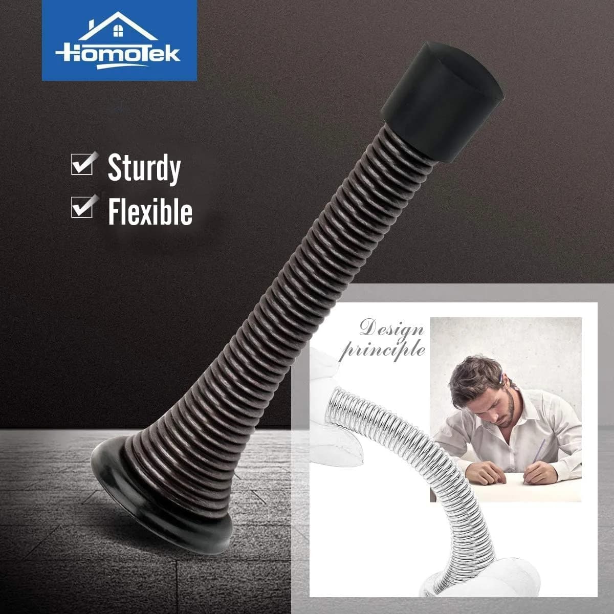 HOMOTEK Heavy Duty Spring Door Stops, 12 Pack Oil Rubbed Bronze | Value Pack Doorstop for Wall Protection - main product image