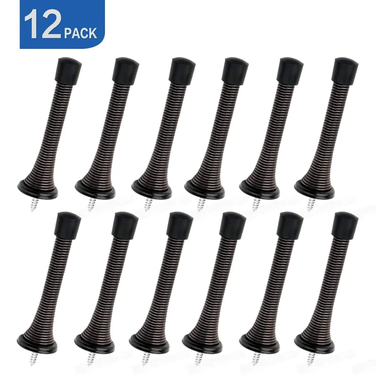 HOMOTEK Heavy Duty Spring Door Stops, 12 Pack Oil Rubbed Bronze | Value Pack Doorstop for Wall Protection thumbnail 6