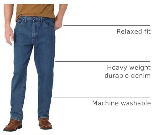 Rustler Classic Relaxed Fit Jeans 40W x 34L | Durable Heavyweight Denim thumbnail 4