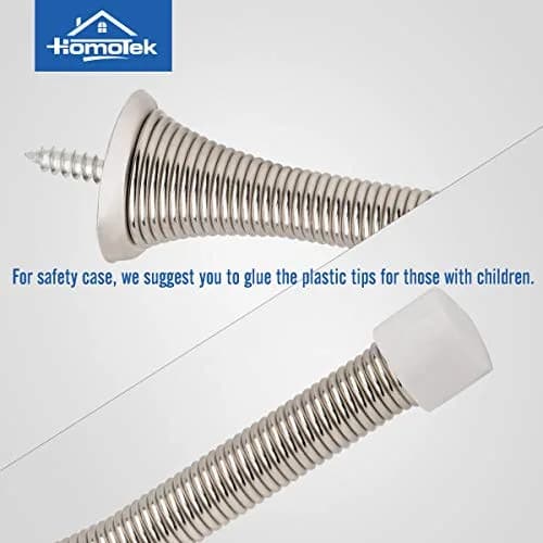 HOMOTEK 12 Pack Spring Door Stopper with Rubber Bumper 3-1/8" Satin Nickel | Protects Walls & Doors thumbnail 5